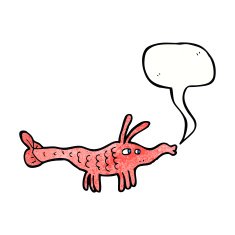 cartoon shrimp with speech bubble N36