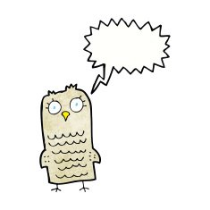 Cartoon owl with speech bubble N71