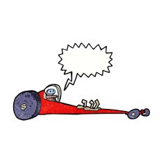 cartoon drag racer with speech bubble N10