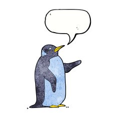 cartoon penguin with speech bubble N19