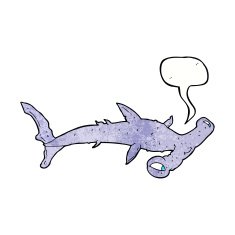 cartoon hammerhead shark with speech bubble N11