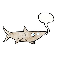 cartoon happy shark with speech bubble N11