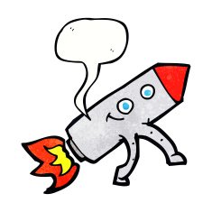 cartoon happy rocket with speech bubble N11