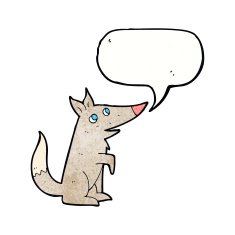 cartoon wolf cub with speech bubble N13