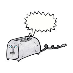 cartoon toaster with speech bubble N7