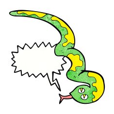 cartoon hissing snake with speech bubble N31