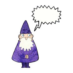cartoon wizard with speech bubble N21