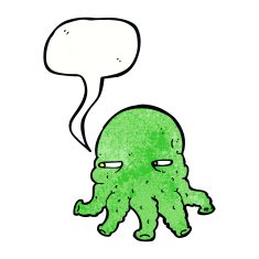 cartoon alien face with speech bubble N21