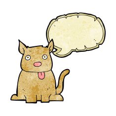 cartoon dog sticking out tongue with speech bubble N14
