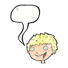 cartoon laughing boy with speech bubble N11
