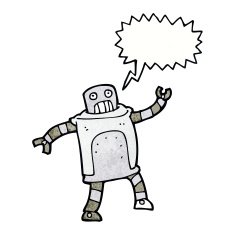 cartoon robot with speech bubble N197