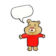 cartoon unhappy bear with speech bubble N3