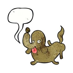 cartoon dog sticking out tongue with speech bubble N15