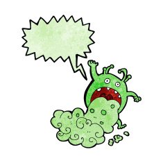 cartoon gross monster being sick with speech bubble N11