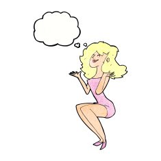 cartoon attractive woman sitting with speech bubble N11