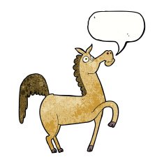 funny cartoon horse with speech bubble N11