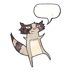 cartoon raccoon with speech bubble N9