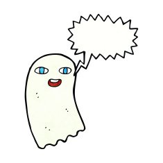 funny cartoon ghost with speech bubble N91