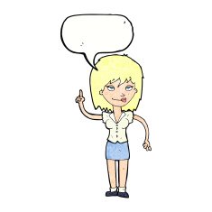 cartoon woman with idea speech bubble N254