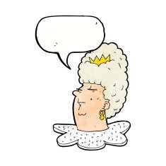 cartoon queen's head with speech bubble N11
