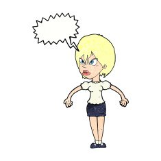 cartoon annoyed woman with speech bubble N190