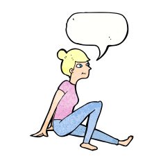 cartoon woman sitting with speech bubble N21