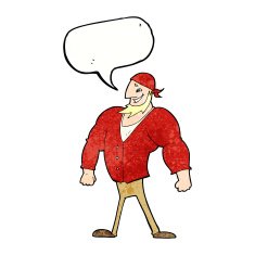 cartoon manly sailor man with speech bubble N6