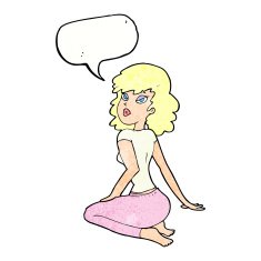 cartoon pretty woman with speech bubble N283