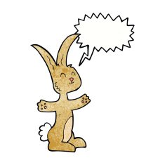 cartoon rabbit with speech bubble N91