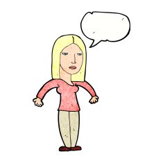 cartoon annoyed woman with speech bubble N191