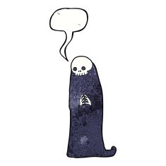 cartoon halloween ghoul with speech bubble N10