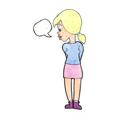 cartoon pretty girl with speech bubble N100