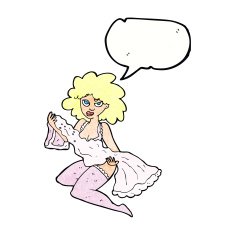 cartoon woman changing with speech bubble N11