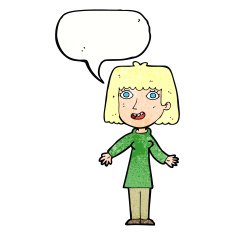 cartoon happy woman with speech bubble N264