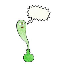cartoon halloween ghost in bottle with speech bubble N20