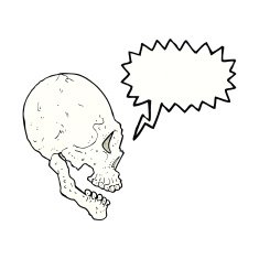 skull illustration with speech bubble N6
