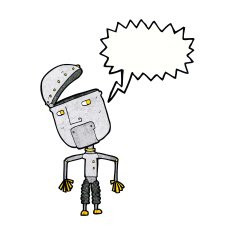 cartoon funny robot with speech bubble N83