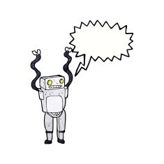cartoon funny robot with speech bubble N84