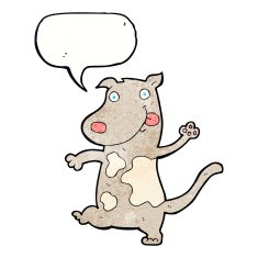 cartoon happy dog with speech bubble N85