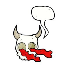 cartoon halloween skull with speech bubble N7
