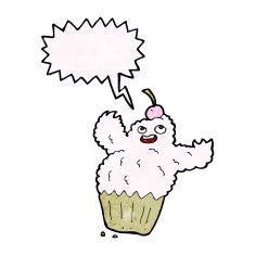 cartoon cupcake monster with speech bubble N11
