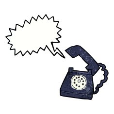 cartoon ringing telephone with speech bubble N3