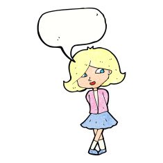 cartoon happy girl with speech bubble N87