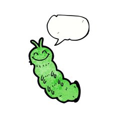 cartoon caterpillar with speech bubble N11