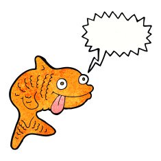 cartoon fish with speech bubble N88