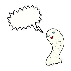 funny cartoon ghost with speech bubble N92