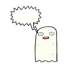 funny cartoon ghost with speech bubble N93