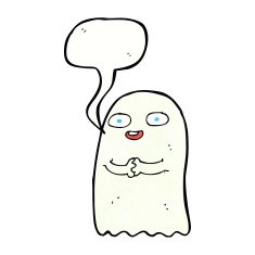 funny cartoon ghost with speech bubble N94