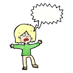 cartoon unhappy person with speech bubble N11