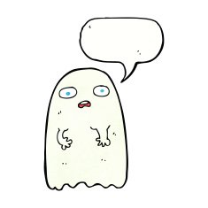 funny cartoon ghost with speech bubble N95